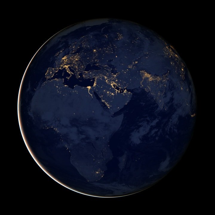 Our cities glow on the dark side of the Earth.